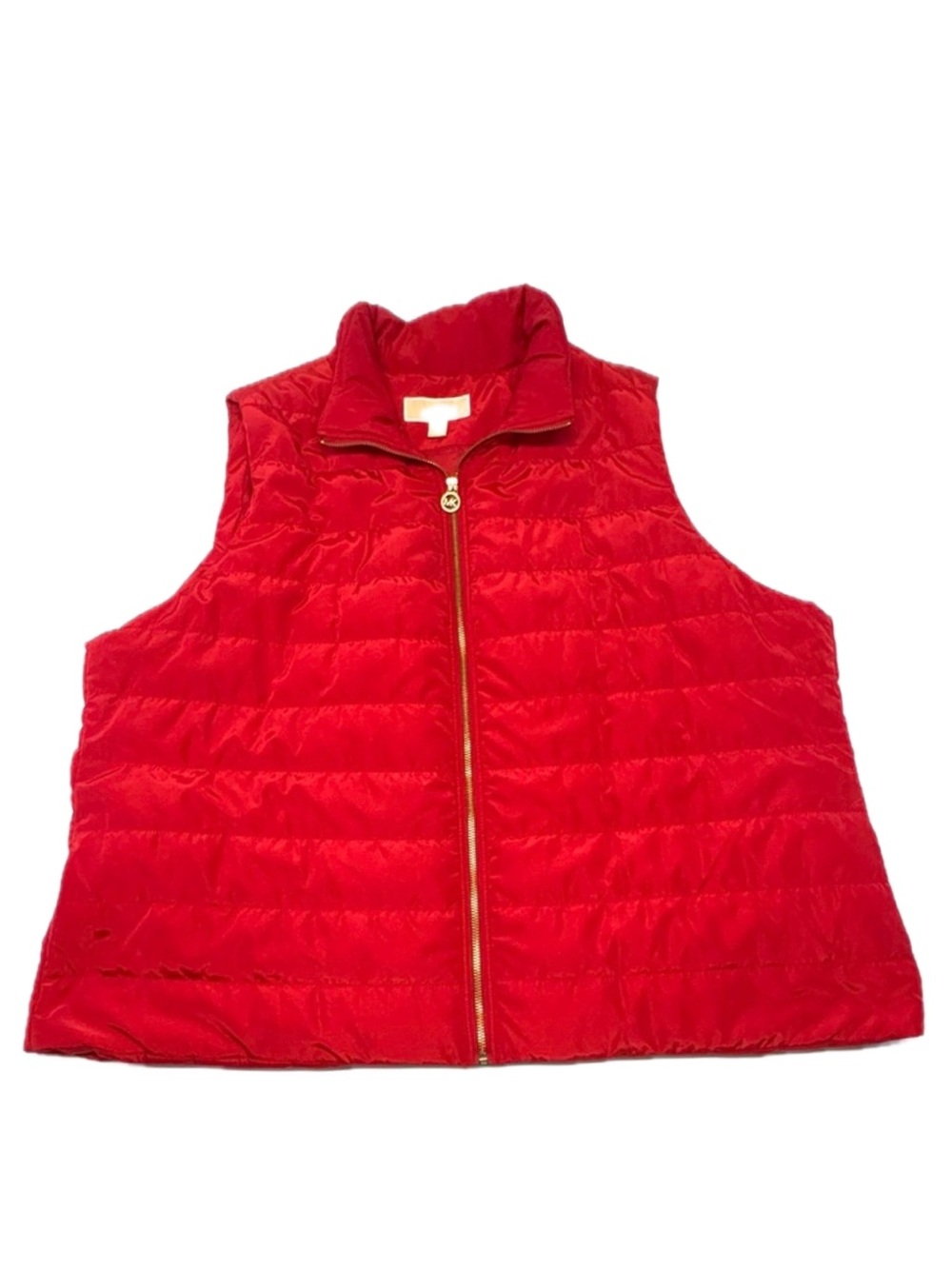 Michael Kors Red Quilted Puffer Jacket Gold MK Hardware Size 3X
